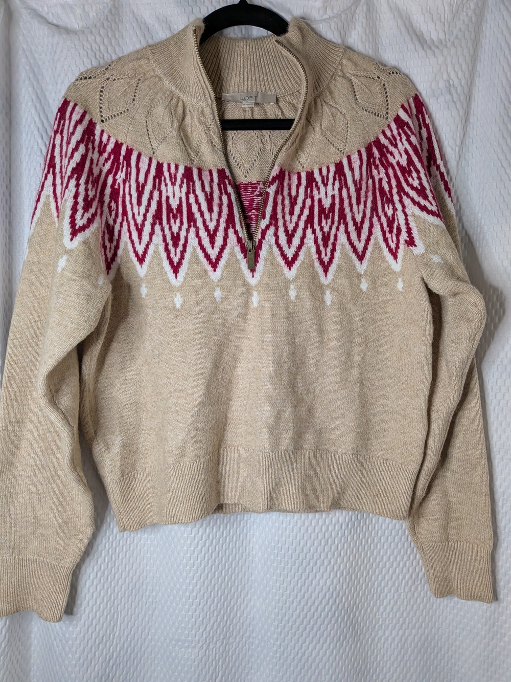 LOFT Fair Isle Half-Zip Sweater - Medium